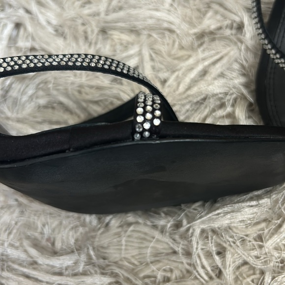 NWOB Black Suede Studio Crystal Embossed High Heel Sandals in Black Sz 40 US 10 - Picture 4 of 11